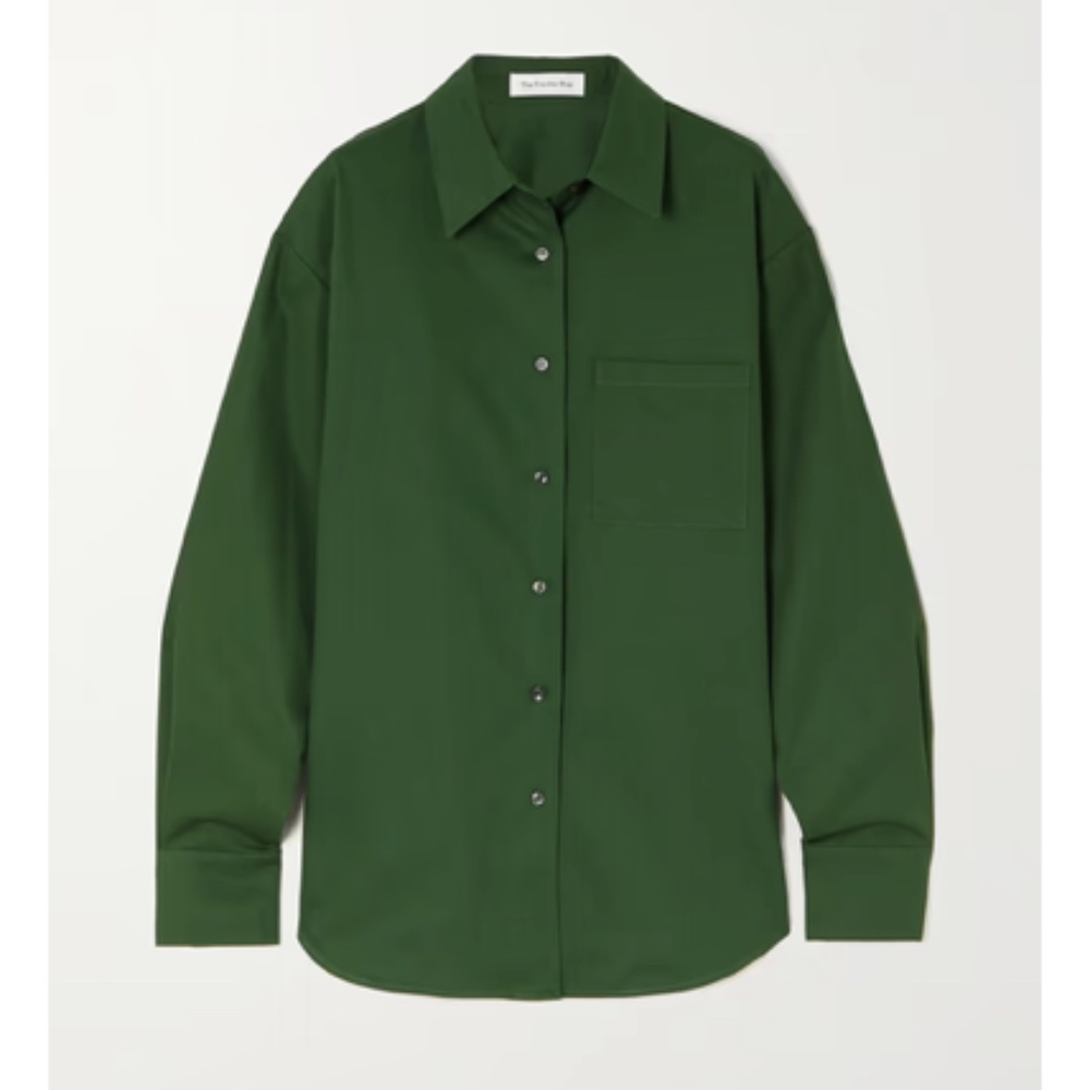 The Frankie Shop Lui cotton-twill shirt In Forest Green